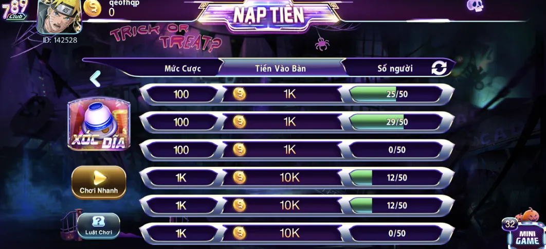 Điểm qua 1 vài tựa game bai doi thuong tại 789club